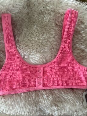 Kendal and Kylie Pink Smocked Bikini top/ Cropped Top Small